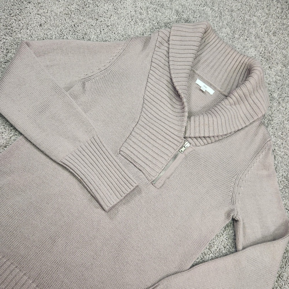 Gap Wool Blend Shawl Collar 1/4 Zip Pullover Sweater Women's Medium Taupe Knit